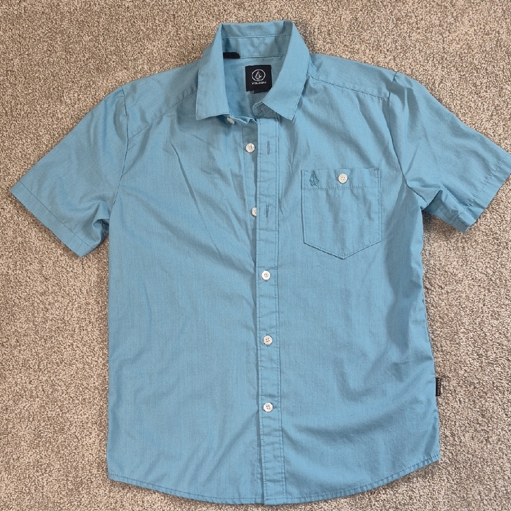 Volcom Light Blue Short Sleeve Button-Down Shirt